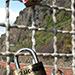 Lover's padlocks on the Via dell' Amore. The keys are tossed over the cliff to the Ligurian Sea.
